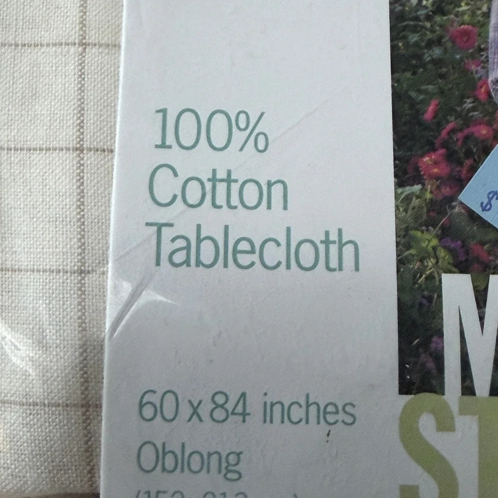 TWO NEW VTG Martha Stewart Everyday Cotton Tablecloth 60x84 Oblong Cream Grid